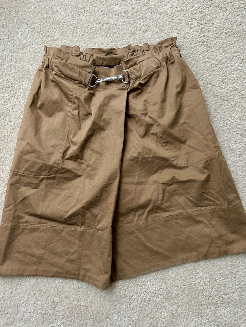 Vintage Fuax Wrap Land’s End Paper Bag Waist Skirt Sz 6 Brown